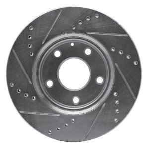 Mazda 3 Brake Rotor (1) - Front Right - R1 Concepts - Drilled & Slotted - Silver - `14-`24